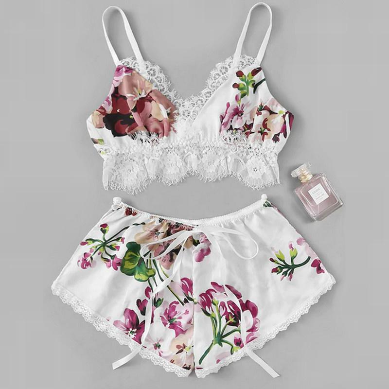Bras Sets Summer Womens Floral Pajama Set Sexy Lace Crop Top And Shorts 2Pcs Casual Pyjamas Nightwear Sleepwear, Blue
Bras Sets Summer Womens Floral Pajama Set Sexy Lace Crop Top And Shorts 2Pcs Casual Pyjamas Nightwear Sleepwear, Blue