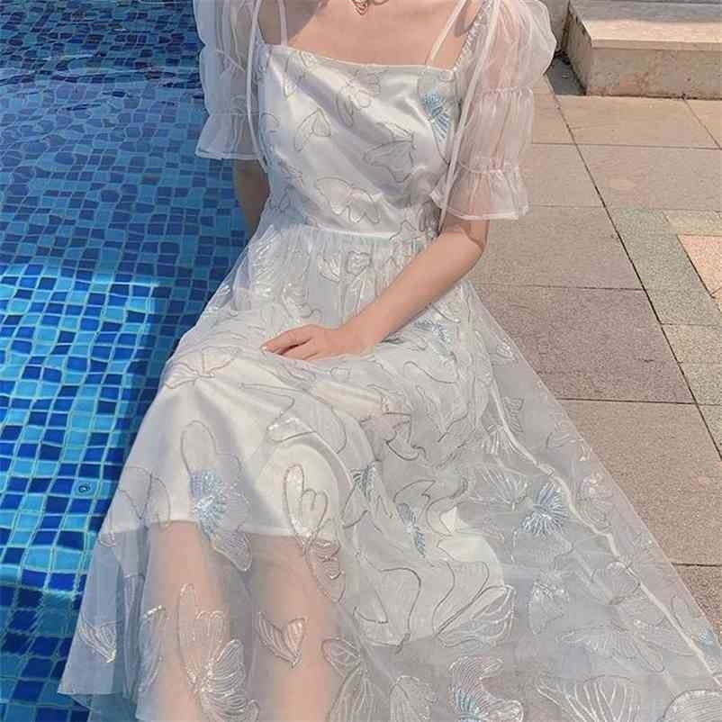 Sequin Fairy Dress Women French Style Elegant White Sweet Party Casual Puff Sleeve Lace Summer 210519, As the picture
Sequin Fairy Dress Women French Style Elegant White Sweet Party Casual Puff Sleeve Lace Summer 210519, As the picture