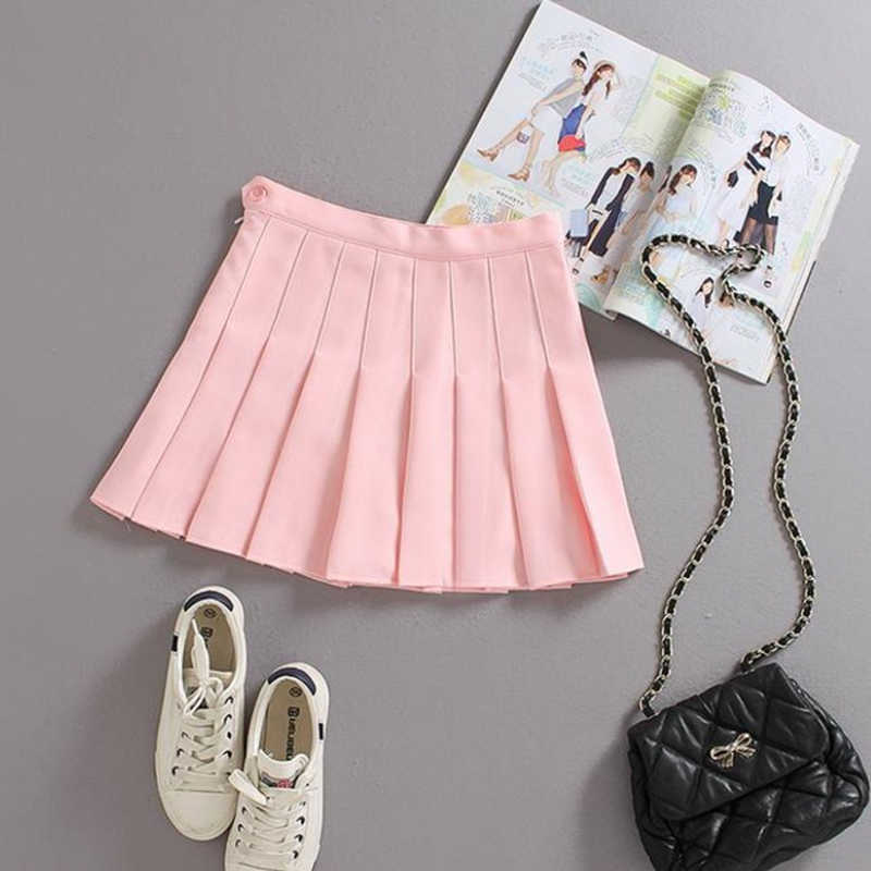 Casual Solid Mini half-length pleated skirts for women plus size high-waist is thin and anti-empty A-line mini 210621