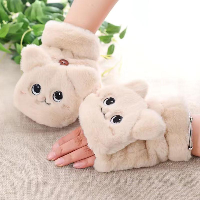 Five Fingers Gloves Women Girl Fur Mittens Plush Fingerless Winter Soft Flap Over Fluffy Cartoon Cat Warm Flexible Half Finger, Blue;gray
Five Fingers Gloves Women Girl Fur Mittens Plush Fingerless Winter Soft Flap Over Fluffy Cartoon Cat Warm Flexible Half Finger, Blue;gray