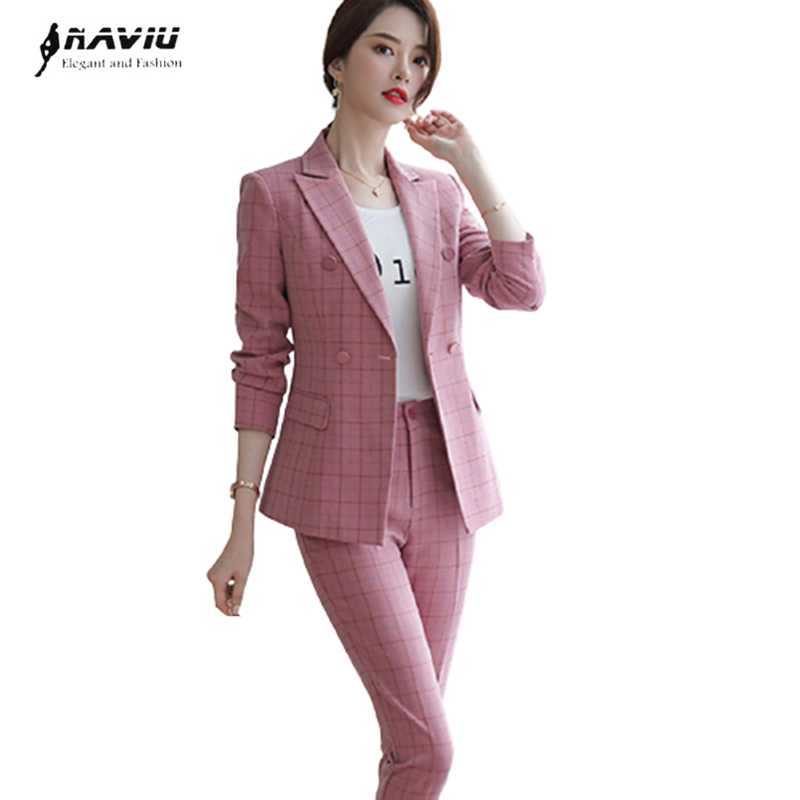 Naviu High Quality 2 Piece Set Plaid Formal Women Autumn Casual Long Sleeve Blazer And Trousers Office Ladies Work Wear 210604, Pink coat and skirt
Naviu High Quality 2 Piece Set Plaid Formal Women Autumn Casual Long Sleeve Blazer And Trousers Office Ladies Work Wear 210604, Pink coat and skirt