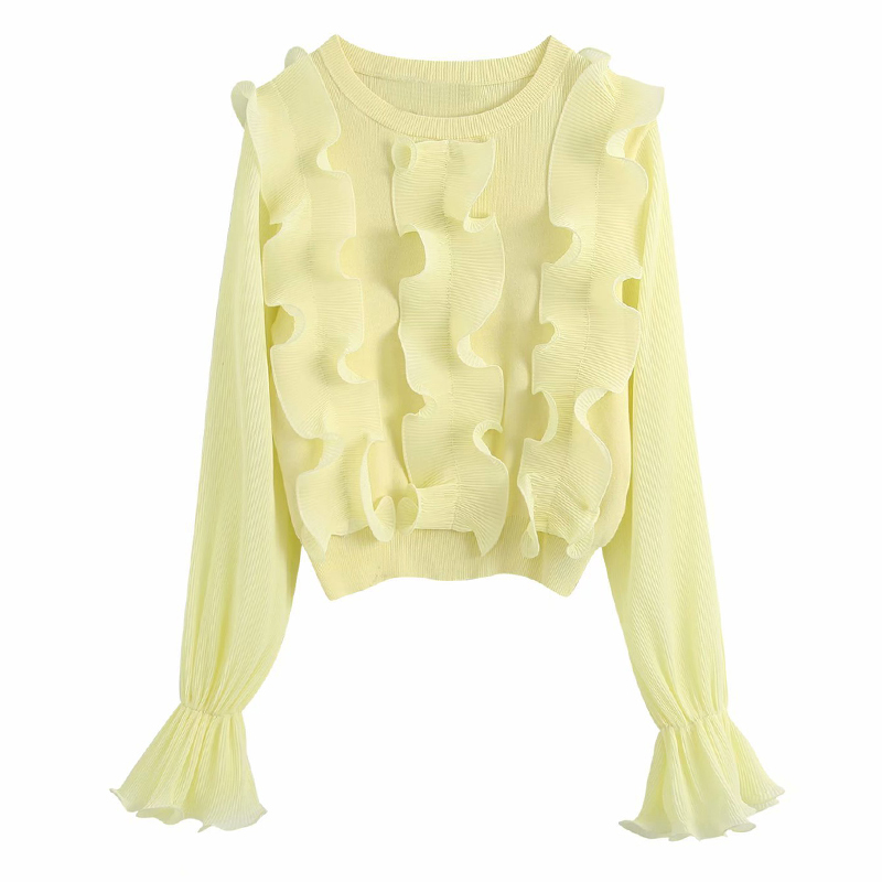 Paris Girl Autumn Stylish Short Style Ruffles Knitted Sweater Women Fashion Ruffled Pullovers Chic Tops 210524, Yellow
Paris Girl Autumn Stylish Short Style Ruffles Knitted Sweater Women Fashion Ruffled Pullovers Chic Tops 210524, Yellow