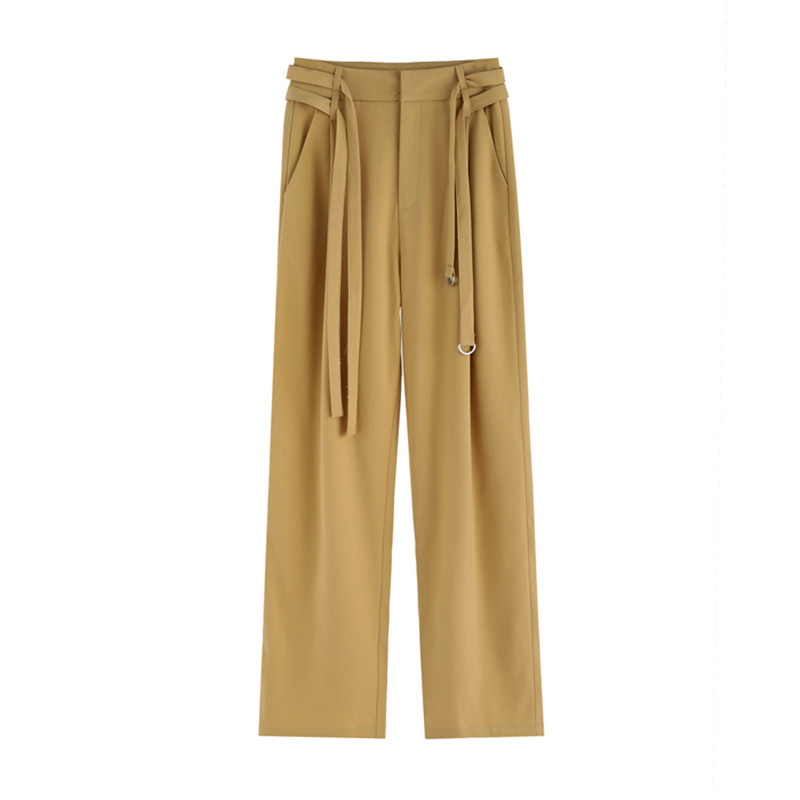 Office Lady Wear Bottoms High Waist Suit Pants Women Loose Casual Long Straight Fashion Work Trousers 210421