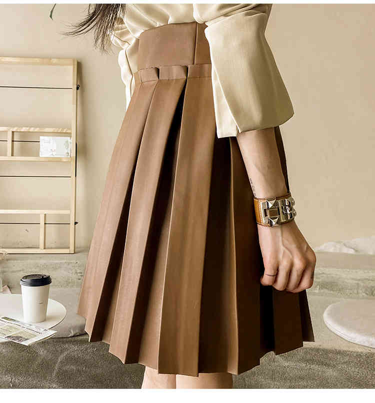 Korean Office Ladies Elegant Fashion Suit Women Autumn Notched Collar Blazer Dress + PU Pleated Mini 2 Piece Set 210519