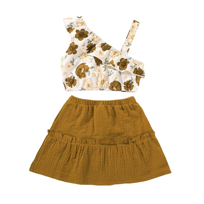 Clothing Sets Fashion Kids Girls Clothes Strap One Shoulder Ruffle Floral Tops+A-line Skirt 2pcs Outfits Children For 1-6Y, White
Clothing Sets Fashion Kids Girls Clothes Strap One Shoulder Ruffle Floral Tops+A-line Skirt 2pcs Outfits Children For 1-6Y, White