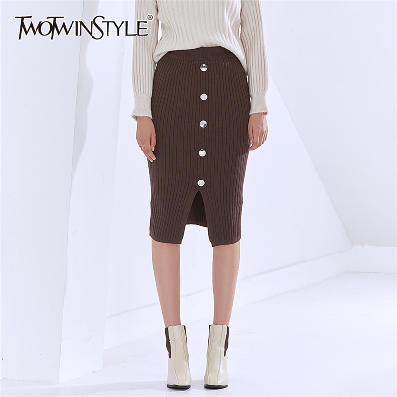 Knitting Skirt For Women High Waist Patchwork Buttons Designer Split Hem Mid Skirts Female Autumn Clothing 210521, Apricot
Knitting Skirt For Women High Waist Patchwork Buttons Designer Split Hem Mid Skirts Female Autumn Clothing 210521, Apricot