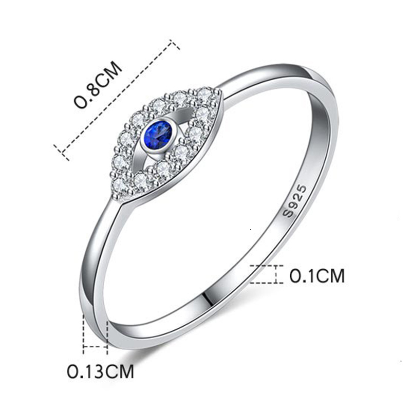 Tontgzhe Genuine 925 Sterling Silver Evil Eye Ring Charm Blue Cz Wedding Rings for Women Lucky Turkey Jewelry Gift Girl