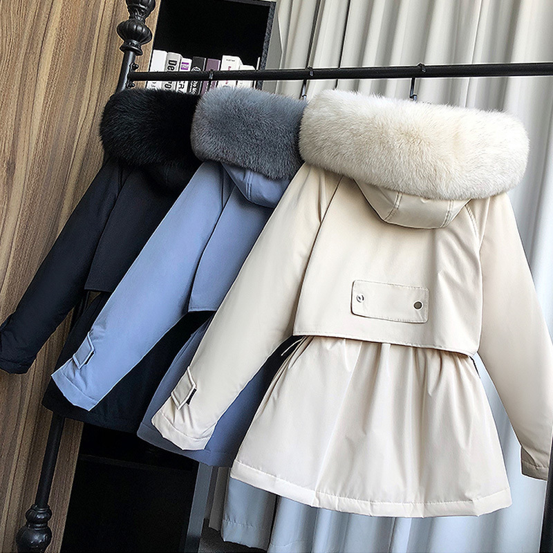 Natural Raccoon Fox Fur Hooded Winter Down Coat Women 90% White Duck Jacket Thick Warm Parkas Female Outerwear 210430