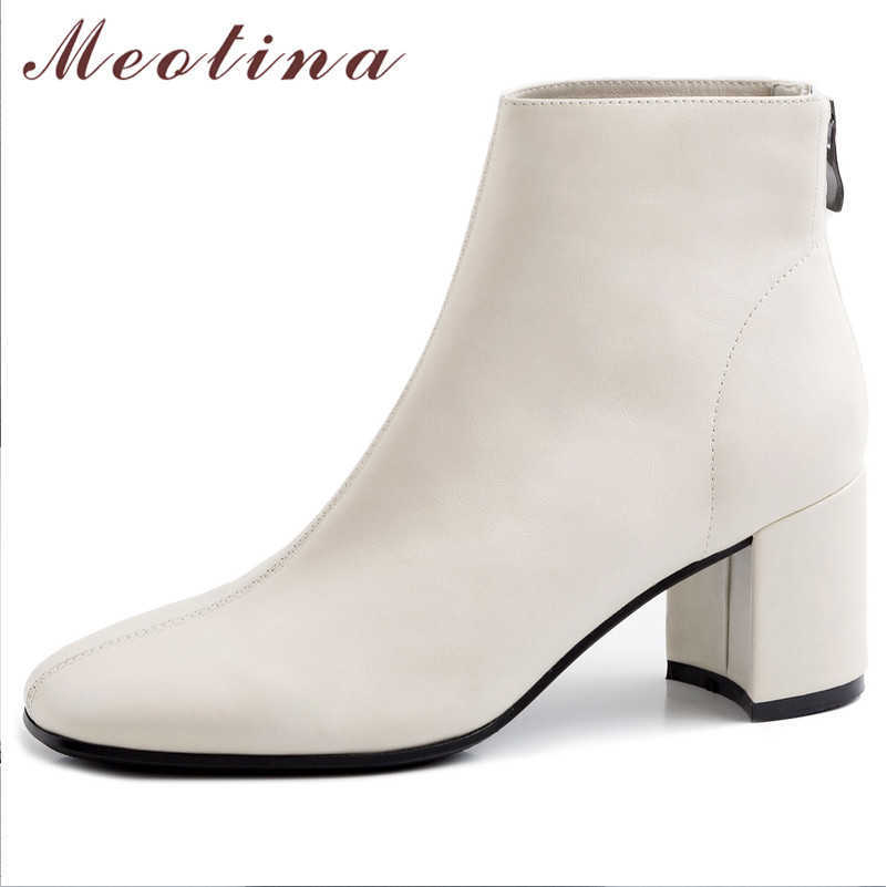 Meotina Autumn Ankle Boots Women Boots Natural Genuine Leather Thick High Heels Short Boots Zipper Square Toe Shoes Lady Size 39 210608, Black
Meotina Autumn Ankle Boots Women Boots Natural Genuine Leather Thick High Heels Short Boots Zipper Square Toe Shoes Lady Size 39 210608, Black