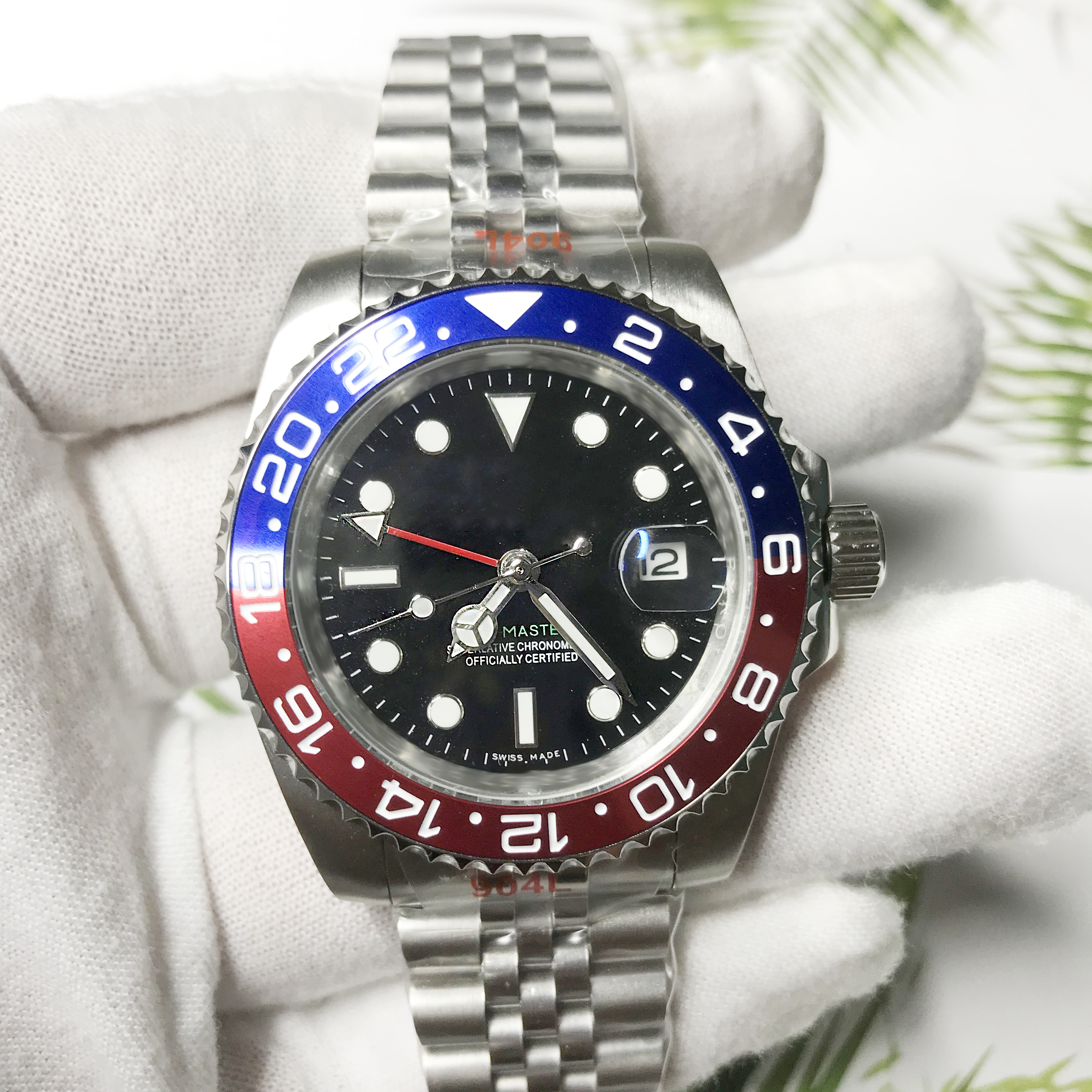 20 Colours Men Watches 2813 Blue Ceramic bezel Black dial sapphire glass 904L stainless steel Luminous Mechanical self-winding sweeping waterproof wristwatches, Watch 4
20 Colours Men Watches 2813 Blue Ceramic bezel Black dial sapphire glass 904L stainless steel Luminous Mechanical self-winding sweeping waterproof wristwatches, Watch 4