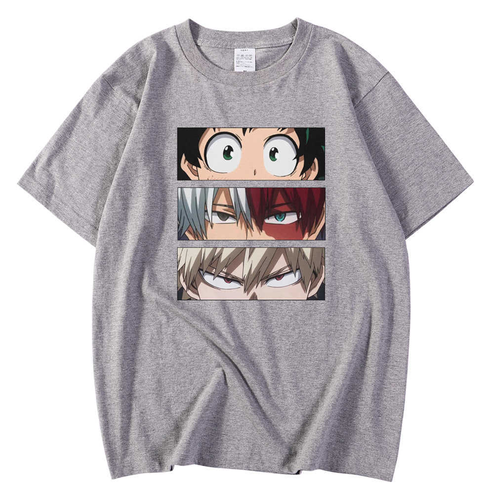 Oversized Vintage Man Tees Shirt Spring Summer T Shirt Anime My Hero Academia Eyes Print Clothes Casual Style Tees Shirts Male Y0809