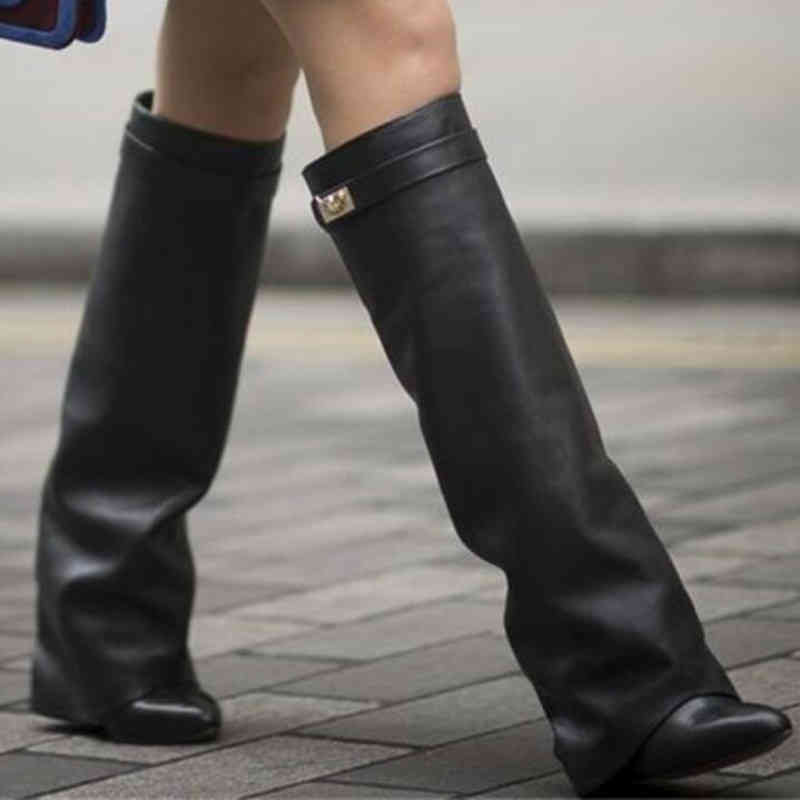 Shark Lock Women Boots Brand Design Genuine Leather Knee High Ladies Pointed Toe Fold Heel Wedge Shoes Botas Mujer, Green suede
Shark Lock Women Boots Brand Design Genuine Leather Knee High Ladies Pointed Toe Fold Heel Wedge Shoes Botas Mujer, Green suede