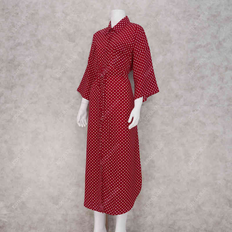 Bikini Cover-ups Red Boho Dot Printed Summer Beach Dress Plus Size Women Wear Swim Suit Cover Up robe de plage Q1063 210420