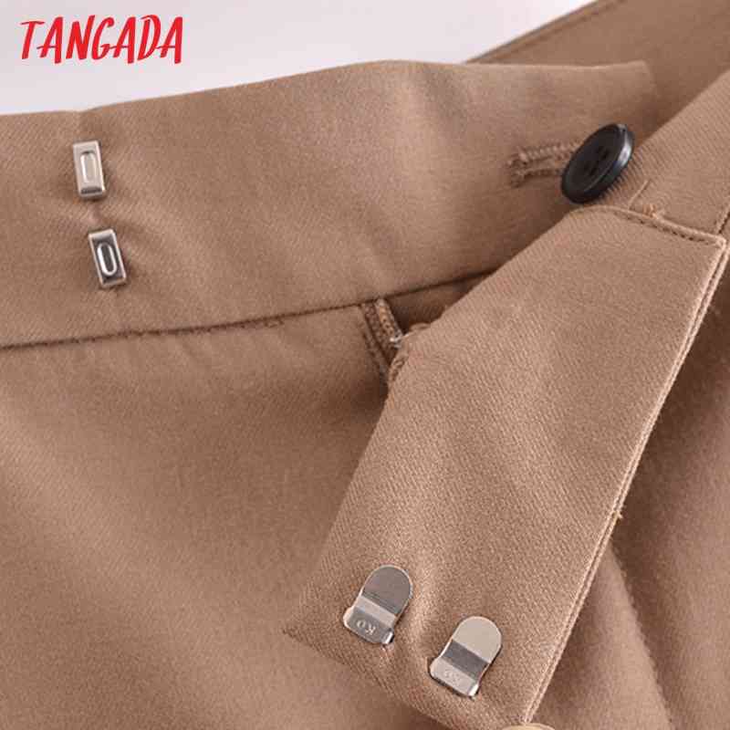 Women Elegant Solid Khaki Side Zipper Pockets Vintage OL Shorts Pantalones 3H265 210416