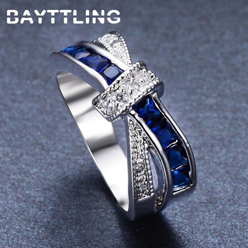 Cluster Rings BAYTTLING Blue Zircon 925 Sterling Silver Ring 6#7#8#9#10# For Woman Fashion Wedding Party Jewelry Gift, Golden;silver
Cluster Rings BAYTTLING Blue Zircon 925 Sterling Silver Ring 6#7#8#9#10# For Woman Fashion Wedding Party Jewelry Gift, Golden;silver