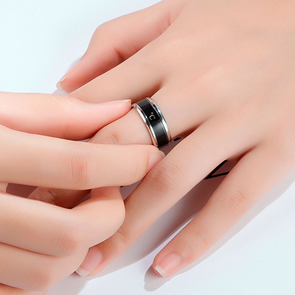 Fashion Technology Design Ring Body Temperature Display Finger Jewelry Stainless Steel Intelligent Ring for Women Men Charm Cool