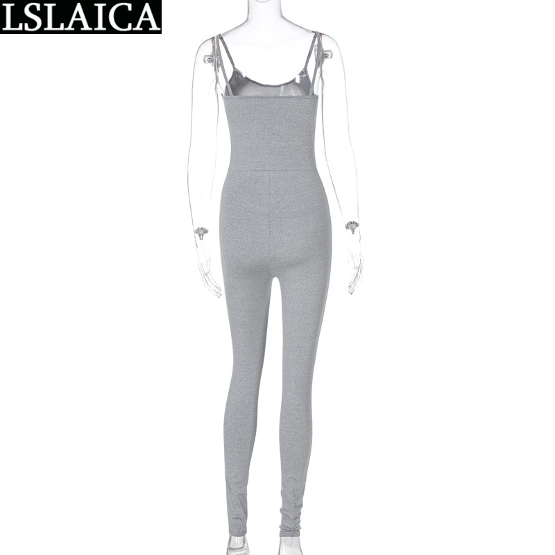 Romper Backless Solid Color High Waist Sling Sexy Knitted Overalls for Women Streetwear Casual Fashion Jumpsuits and Rompers 210520