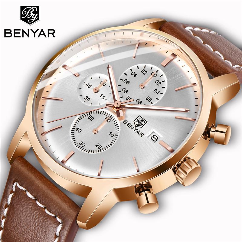 Wristwatches BENYAR Men's Watches Fashion Business Chronograph/30M Waterproof/Sport Men Leather Wristwatch Mens Reloj Hombre 2021, Slivery;brown
Wristwatches BENYAR Men's Watches Fashion Business Chronograph/30M Waterproof/Sport Men Leather Wristwatch Mens Reloj Hombre 2021, Slivery;brown