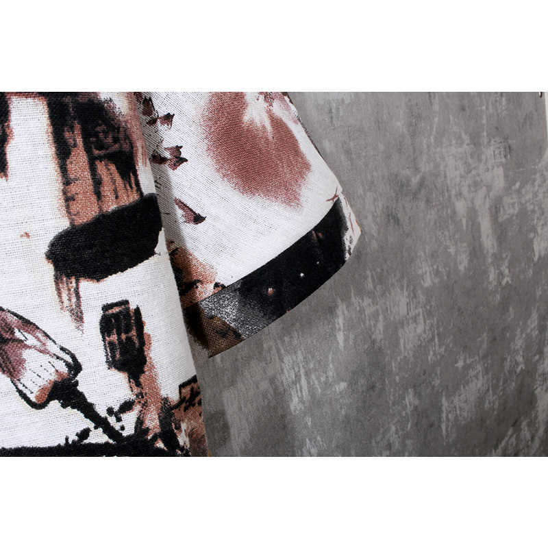 LIFENWENNA Fashion Buckle V Neck Short Sleeve T Shirt Men Summer Casual Flower Print Cotton Linen Men's Hip Hop Top Tees 5XL 210528