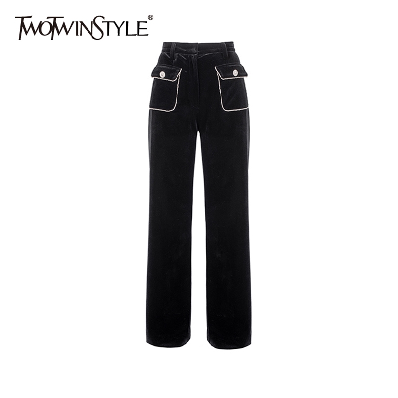 Velour Black Minimalist Trouser For Women High Waist Pocket Casual Wide Leg Pants Female Fashion Clothing 210521
Velour Black Minimalist Trouser For Women High Waist Pocket Casual Wide Leg Pants Female Fashion Clothing 210521