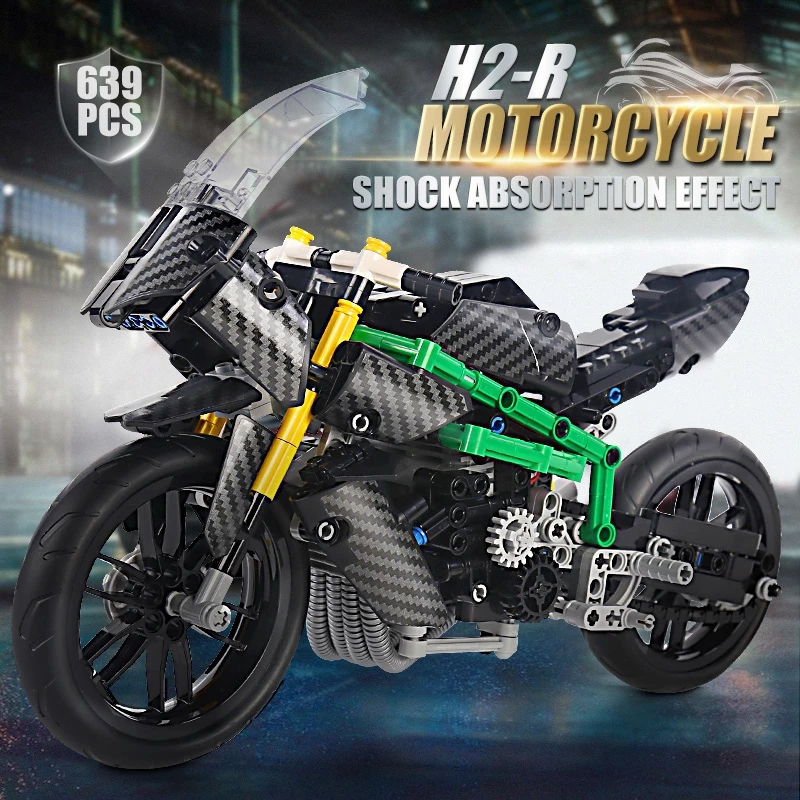 The H2R Super Racing Motorcycle Set Building Blocks MOULD KING 23002 Motorcycles Car Model Bricks Children Education Christmas Gifts Birthday Toys For
