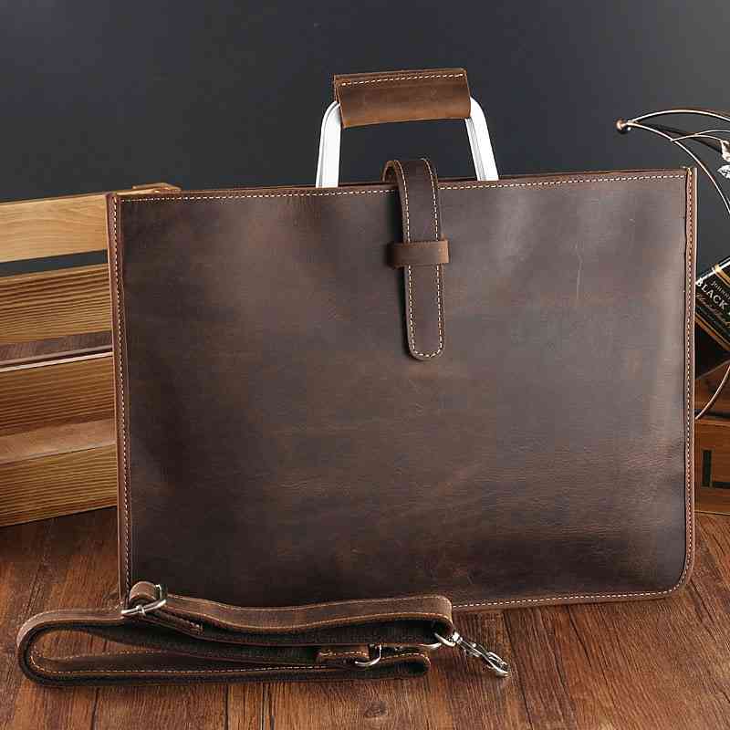 Crazy Horse Leather Men's horizontal business briefcase head leather men's portable one shoulder bag, Black
Crazy Horse Leather Men's horizontal business briefcase head leather men's portable one shoulder bag, Black