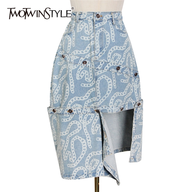 Casual Patchwork Denim Skirt For Women High Waist Print Hit Color Midi Skirts Female Fashion Clothing 210521, Blue
Casual Patchwork Denim Skirt For Women High Waist Print Hit Color Midi Skirts Female Fashion Clothing 210521, Blue
