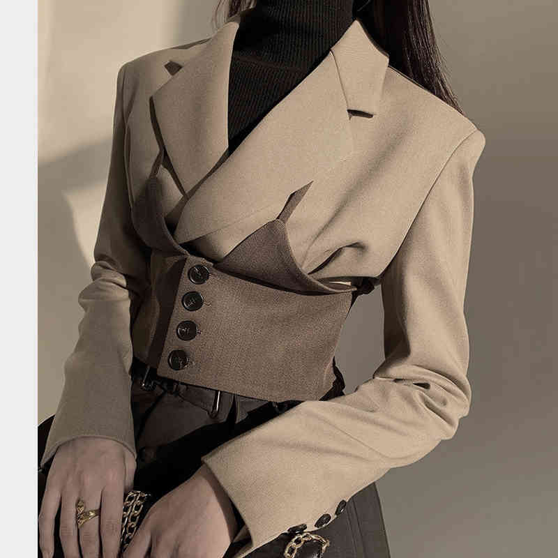 women's leather & faux women high street jacket short fall engraved blazer women's quality fashion splcing outwear thin office jac, Black
women's leather & faux women high street jacket short fall engraved blazer women's quality fashion splcing outwear thin office jac, Black