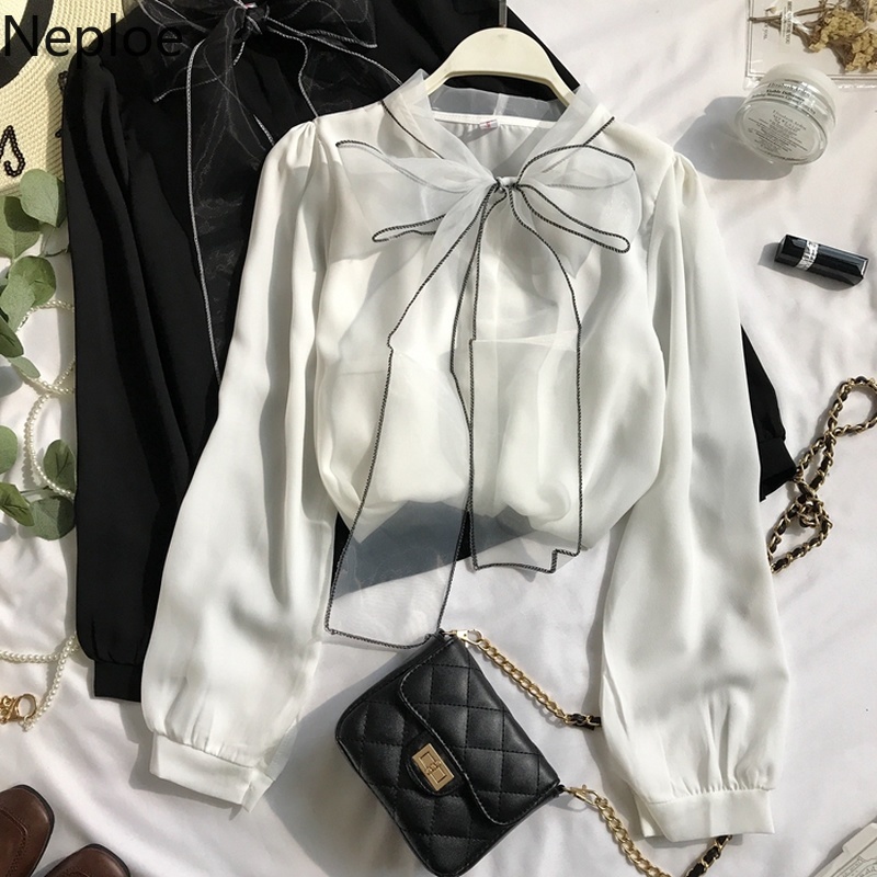 Neploe 2021 New Spring Autumn New Elegant Lace Up Bow Blouse Women Lantern Long Sleeve Solid Chiffon Shirt Slim Fit Blusas 47027, Black
Neploe 2021 New Spring Autumn New Elegant Lace Up Bow Blouse Women Lantern Long Sleeve Solid Chiffon Shirt Slim Fit Blusas 47027, Black