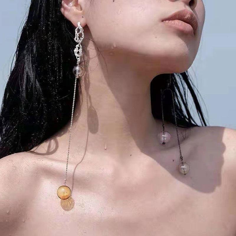 Dangle & Chandelier Original Korean Style Glass Ball Overlong Earrings For Women 2022 Personality Cool Hanging Drop Jewelry Earings, Silver
Dangle & Chandelier Original Korean Style Glass Ball Overlong Earrings For Women 2022 Personality Cool Hanging Drop Jewelry Earings, Silver
