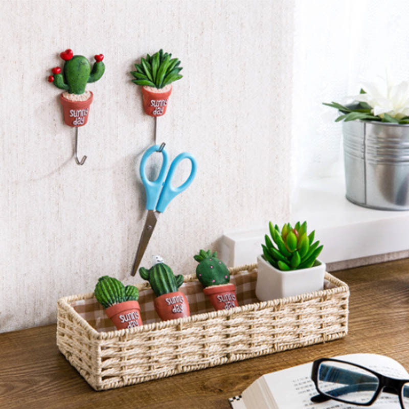 Clothes Hangers Resin Stainless Steel S Hooks Hanger Magnetic Hooks Plant Shape Kawaii Cactus Kitchen Wall Door