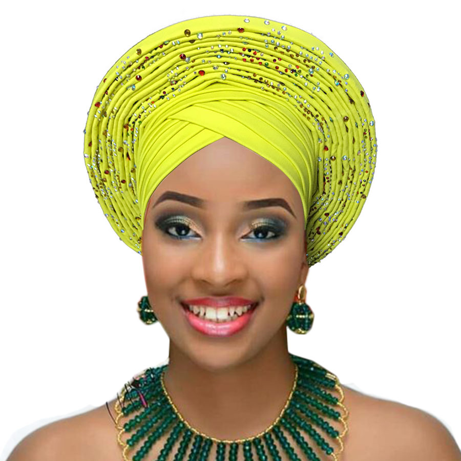 African turban wedding auto gele african headtie headwraps aso oke gele already made headband