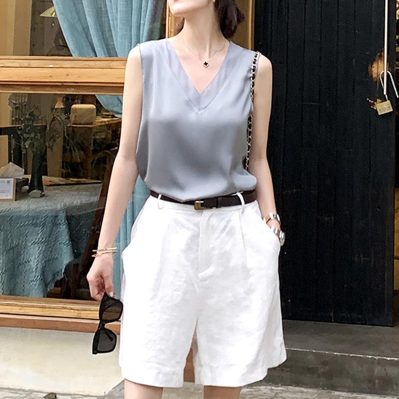Women's Blouses & Shirts Summer Elegant Tunic Vintage Office Plus Size Satin Silk Blouse Basic Chiffon Tops Shirt Black Champagne 2022