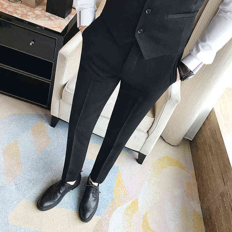 2021 Mens Slim Fit Business Dress Pants for Men Suit Pants Men Spring Formal Suit Trousers Black White Blue Dress Pants Men X220214