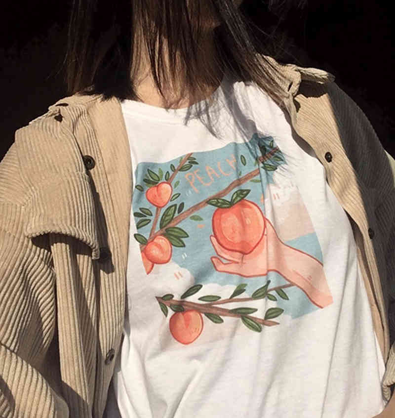 Pick Peach Japanese Fashion Aesthetic Grunge T-Shirt Harajuku Street Style 70s Vintage Kawaii Summer Women White Tee T-Shirt 210518
Pick Peach Japanese Fashion Aesthetic Grunge T-Shirt Harajuku Street Style 70s Vintage Kawaii Summer Women White Tee T-Shirt 210518