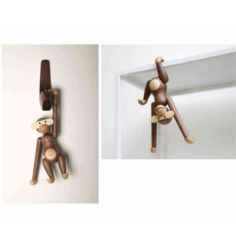 Interesting Wooden Monkey Ornaments Handmade In Nordic Danish Style For Home Statues Sculptures Figurines Interior 211108