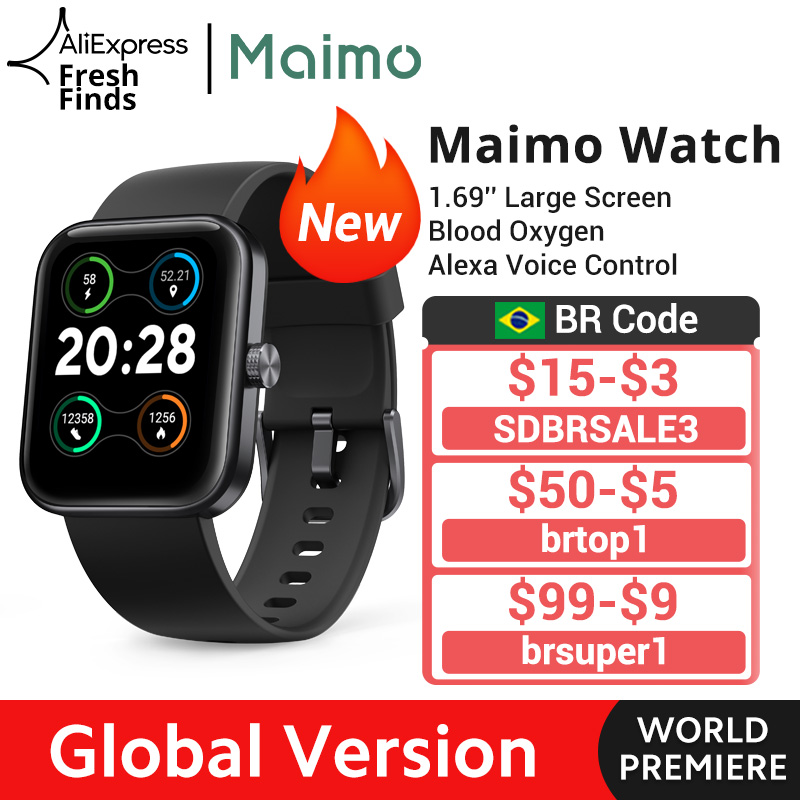 World PremiereGlobal Version Maimo Smart Watch 1.69 Blood Oxygen 10days Battery 5ATM Waterproof Alexa Voice Control Braceletg, Standard black
World PremiereGlobal Version Maimo Smart Watch 1.69 Blood Oxygen 10days Battery 5ATM Waterproof Alexa Voice Control Braceletg, Standard black