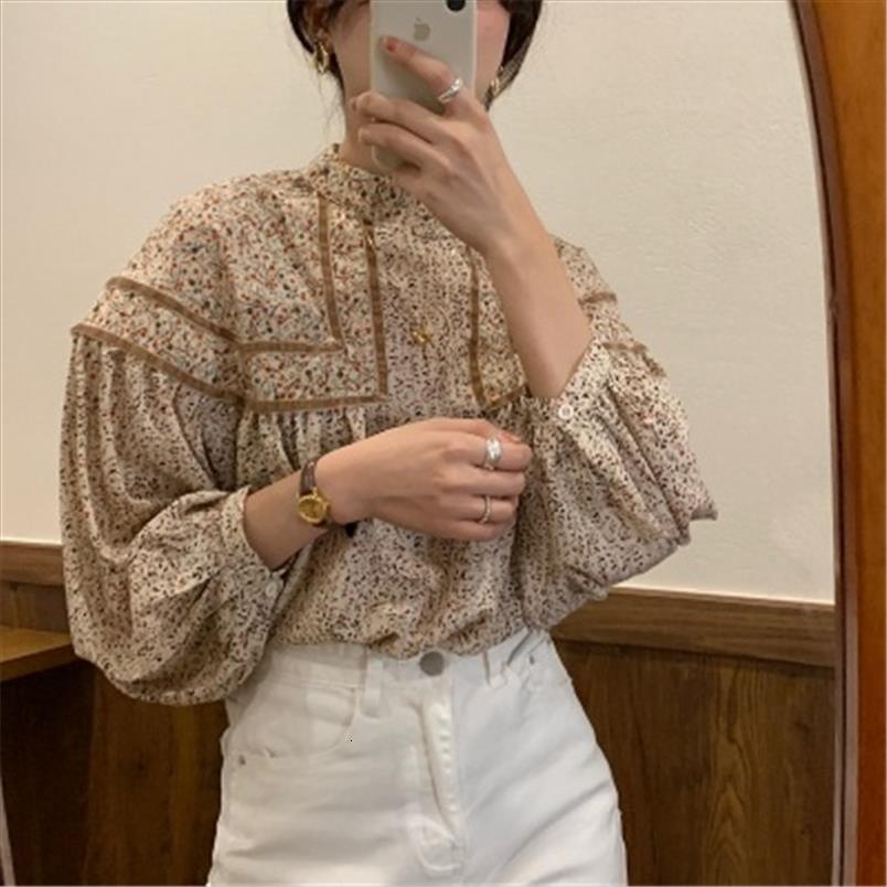 Floral Gentle Sweet Retro Women Shirt Lantern Long Sleeves Patchwork Arrivals Elegance Female Blouses, White 
Floral Gentle Sweet Retro Women Shirt Lantern Long Sleeves Patchwork Arrivals Elegance Female Blouses, White