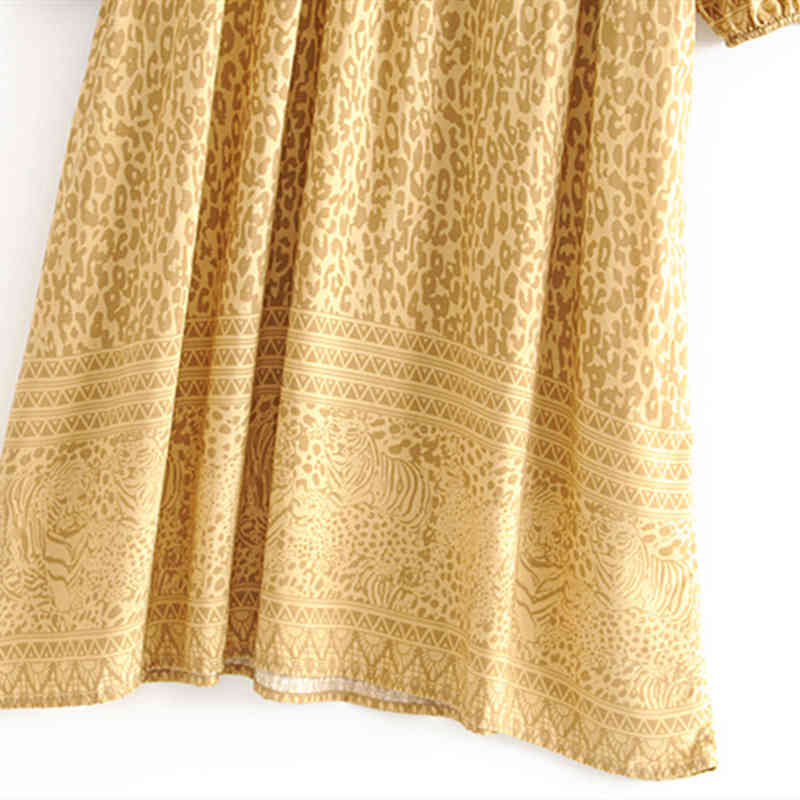 beauty Fashion Boho Style Leopard Print Maxi Dress Women Holiday Chic Tie Tassel Loose Dresses Female Beachwear 210514