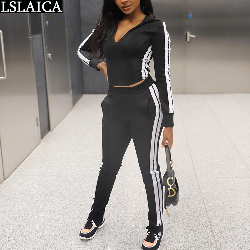 Clothes Women Patchwork Zipper Pocket 2 Piece Set Elastic Waist Fashion Hooded Collar Fitness Tracksuit Roupas Femininas 210520, Black
Clothes Women Patchwork Zipper Pocket 2 Piece Set Elastic Waist Fashion Hooded Collar Fitness Tracksuit Roupas Femininas 210520, Black