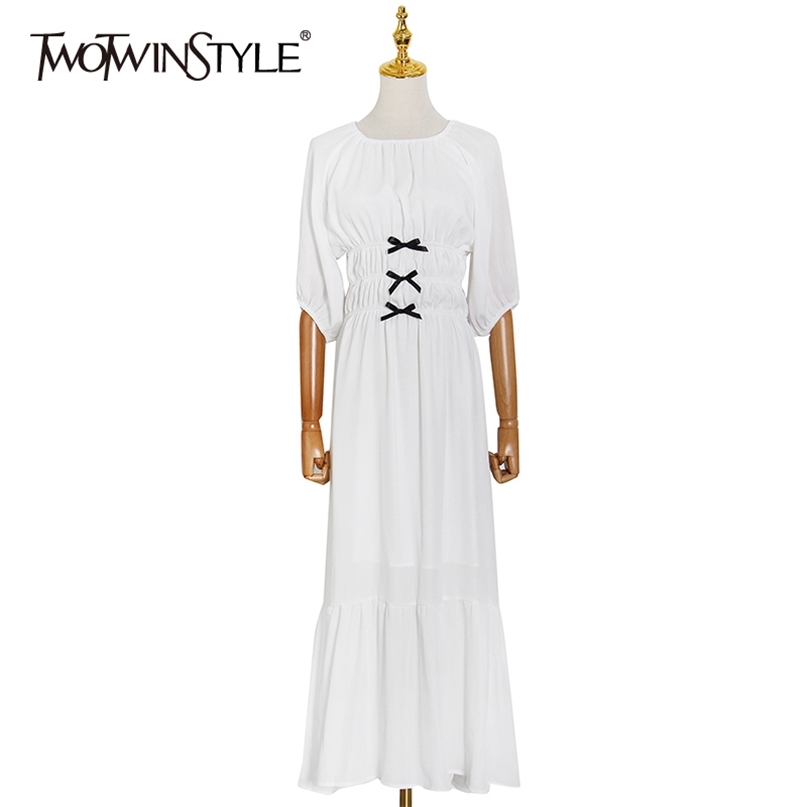 Elegant Lace Up Dress For Women O Neck Short Sleeve High Waist Patchwork Bow White Dresses Female Fashion 210520
Elegant Lace Up Dress For Women O Neck Short Sleeve High Waist Patchwork Bow White Dresses Female Fashion 210520
