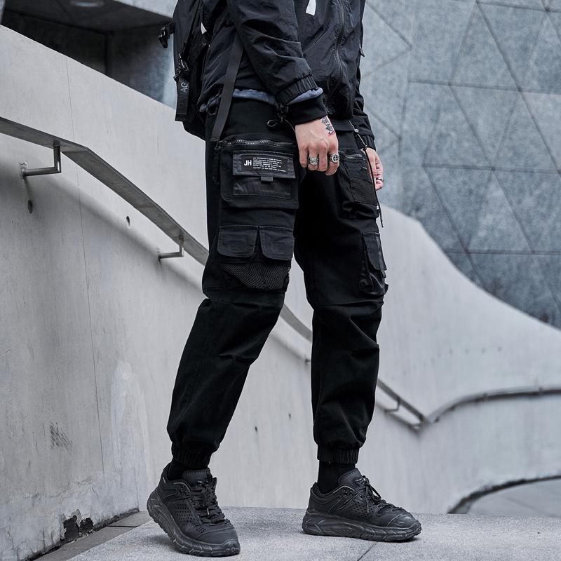 Men's Pants 2021 Mens Cargo Men Fashion Black Baggy Joggers Korean Style Hip Hop Japanese Streetwear Trousers For