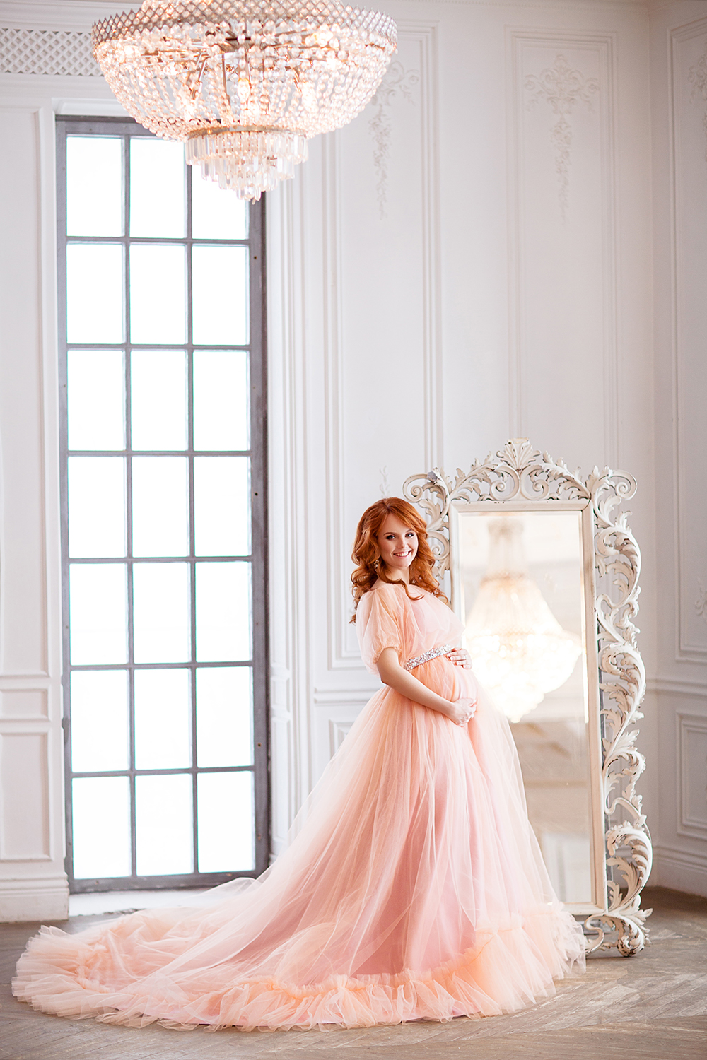 Elegant Pink Sleepwear Evening Dresses Off Shoulder Tulle Sweep Train Maternity Dress Plus Size Pregant Photograph Gowns vestido de novia