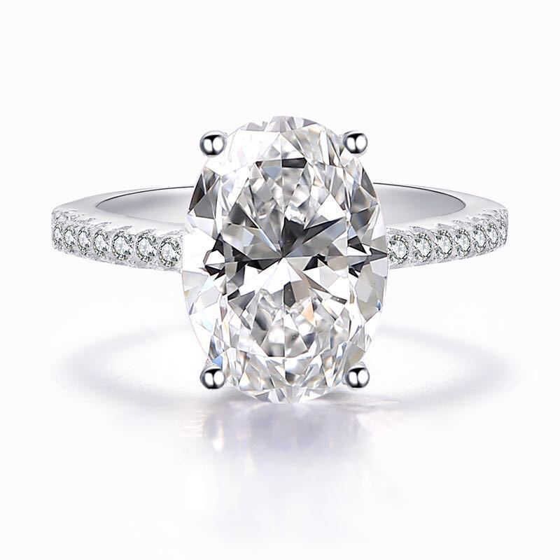 Extra large dia ring Classic 100% Sterg Sier 9 CT Oval Created Moissanite Gemstone Wedding Engagement Ring Fine Jewelry Gift