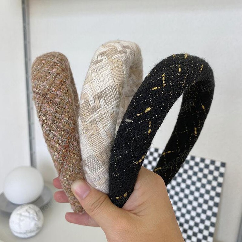 Vintage Women's Headwear Sponge Wide-brimmed Headband Cotton&Linen Hairband Adult Hair Accessories Autumn