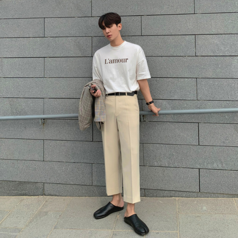 IEFB Men's Summer Letter Print Short Sleeve T-shirt Korean Round Neck Loose Casual Base Slim Tee Tops Man 9Y5843 210524