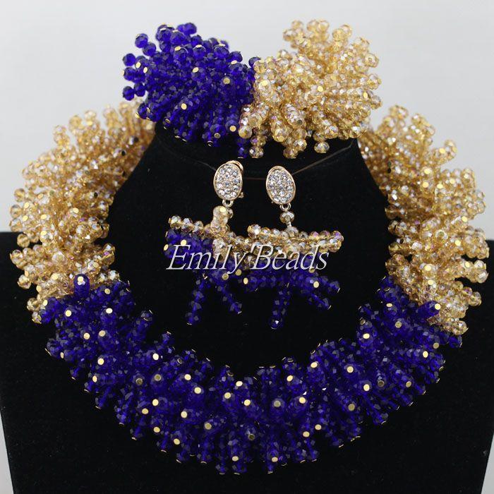 Earrings & Necklace Splendid Royal Blue Gold Champagne Crystal Nigerian Traditional Wedding African Beads Jewelry Set Christmas Women Gift A, As pic
Earrings & Necklace Splendid Royal Blue Gold Champagne Crystal Nigerian Traditional Wedding African Beads Jewelry Set Christmas Women Gift A, As pic