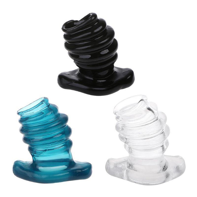 Sex Toys For Couples 3 Colors Cock Dock Full Access Tunnel BuPlug Rippled Anal Trainer Enema Hollow Play