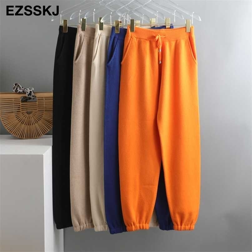 Tracksuit Women Elastic Waist Drawstring Trousers Thick Track warm sweater Pants Autumn Winter Sport swear Women'S 211115