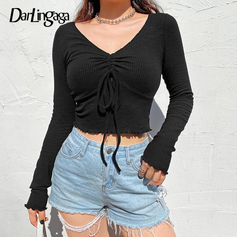 Darlingaga V Neck Drawstring Bodycon White Tshirt Long Sleeve Solid Ruched Fashion Sexy Autumn T-shirts For Women Crop Tops Tees Women's T-S
Darlingaga V Neck Drawstring Bodycon White Tshirt Long Sleeve Solid Ruched Fashion Sexy Autumn T-shirts For Women Crop Tops Tees Women's T-S